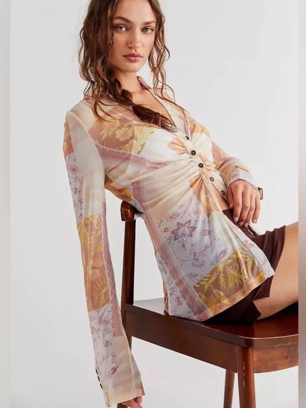 Free People Lucky Shirtee in Light Combo M